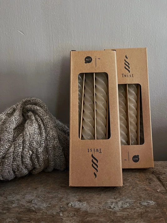 Kaars twist crème; set van 4 stuks