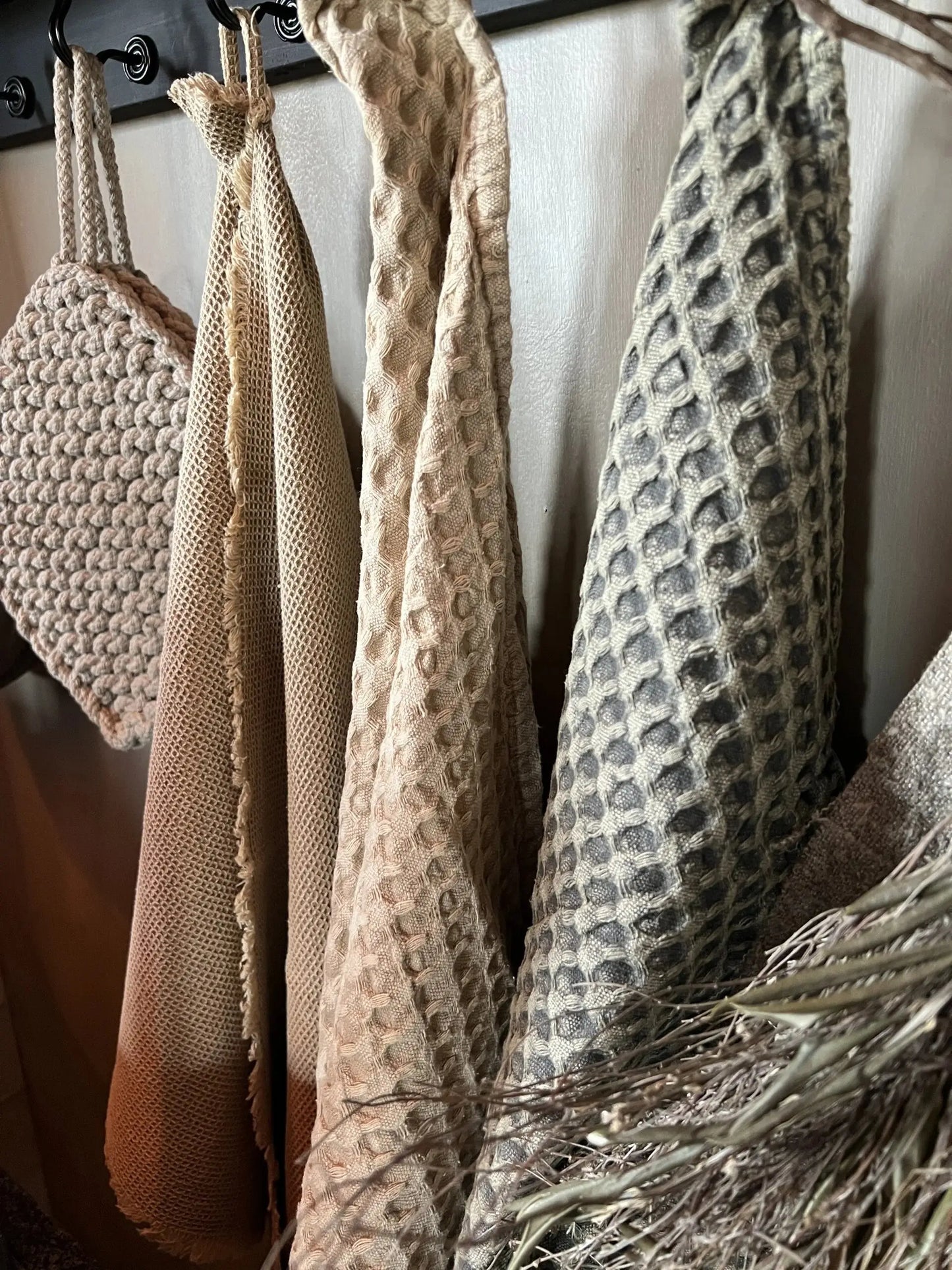 Theedoek mini wafel beige-oker