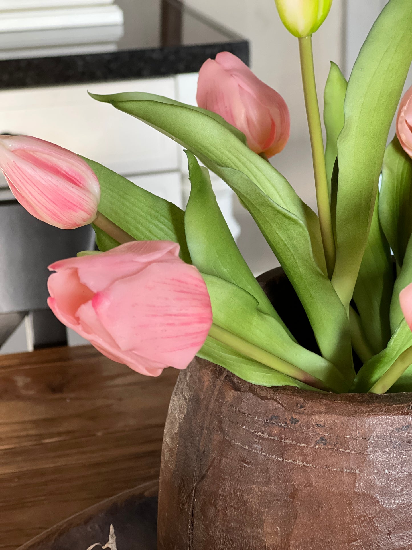 Bunch of light pink artificial tulips, 30 cm.