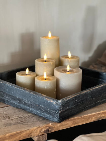 Pillar candle LED Taupe Countryfield available in 6 sizes