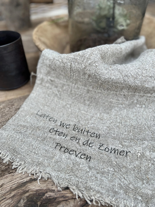 Schäbiges Tuch "Lass uns draußen essen und den Sommer schmecken"