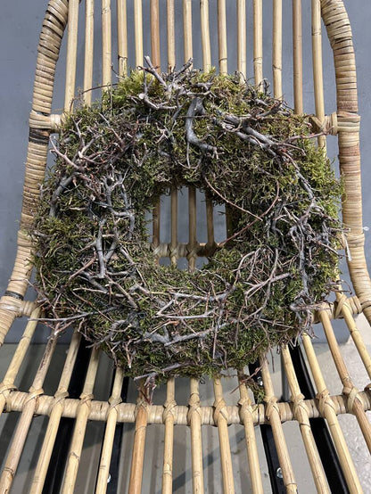 Wreath with moss and bonsai 45 cm