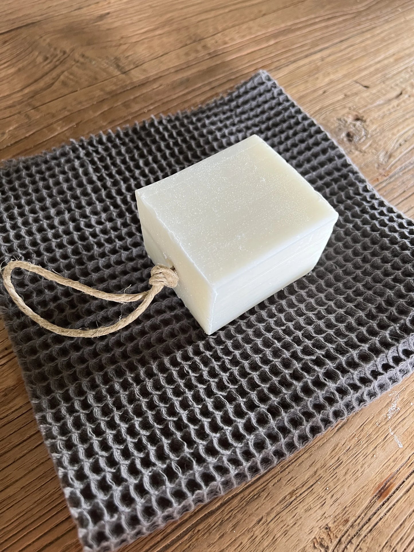 Block soap on a sturdy cord (White)