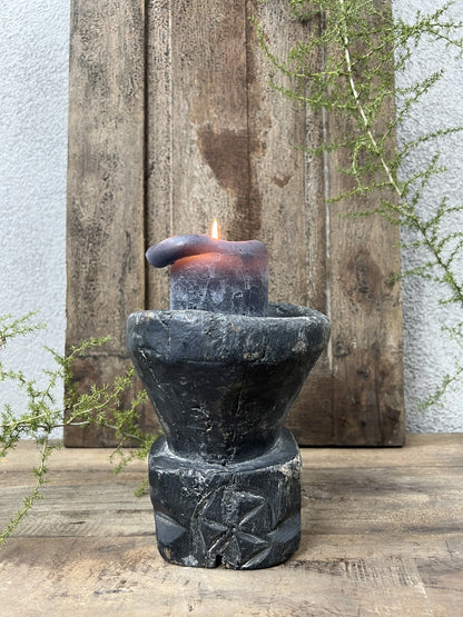 Black wooden candlestick